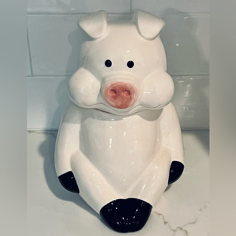 Vintage White Cookie Jar Pig by Ron Gordon